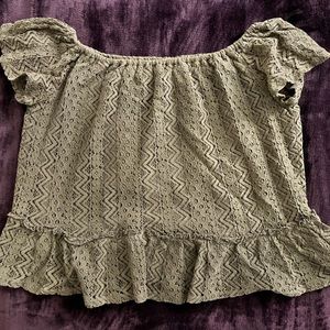 Off-shoulder Forest Green Lace Top